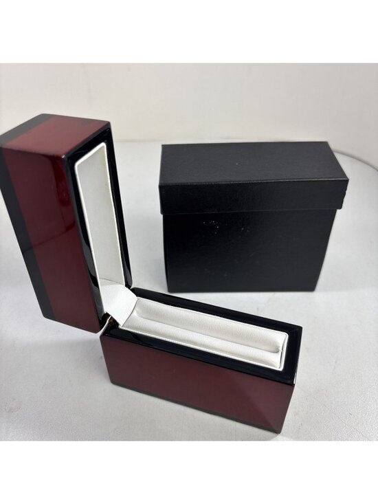 Unbranded Jewelry - Vtg New Old Stock Bracelet Double Ring Watch Presentation Box Laquer Cherrywood
